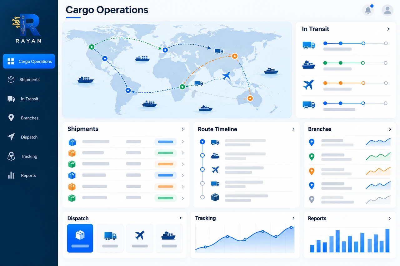 Cargo Management Demo — generated dashboard preview with Rayan branding